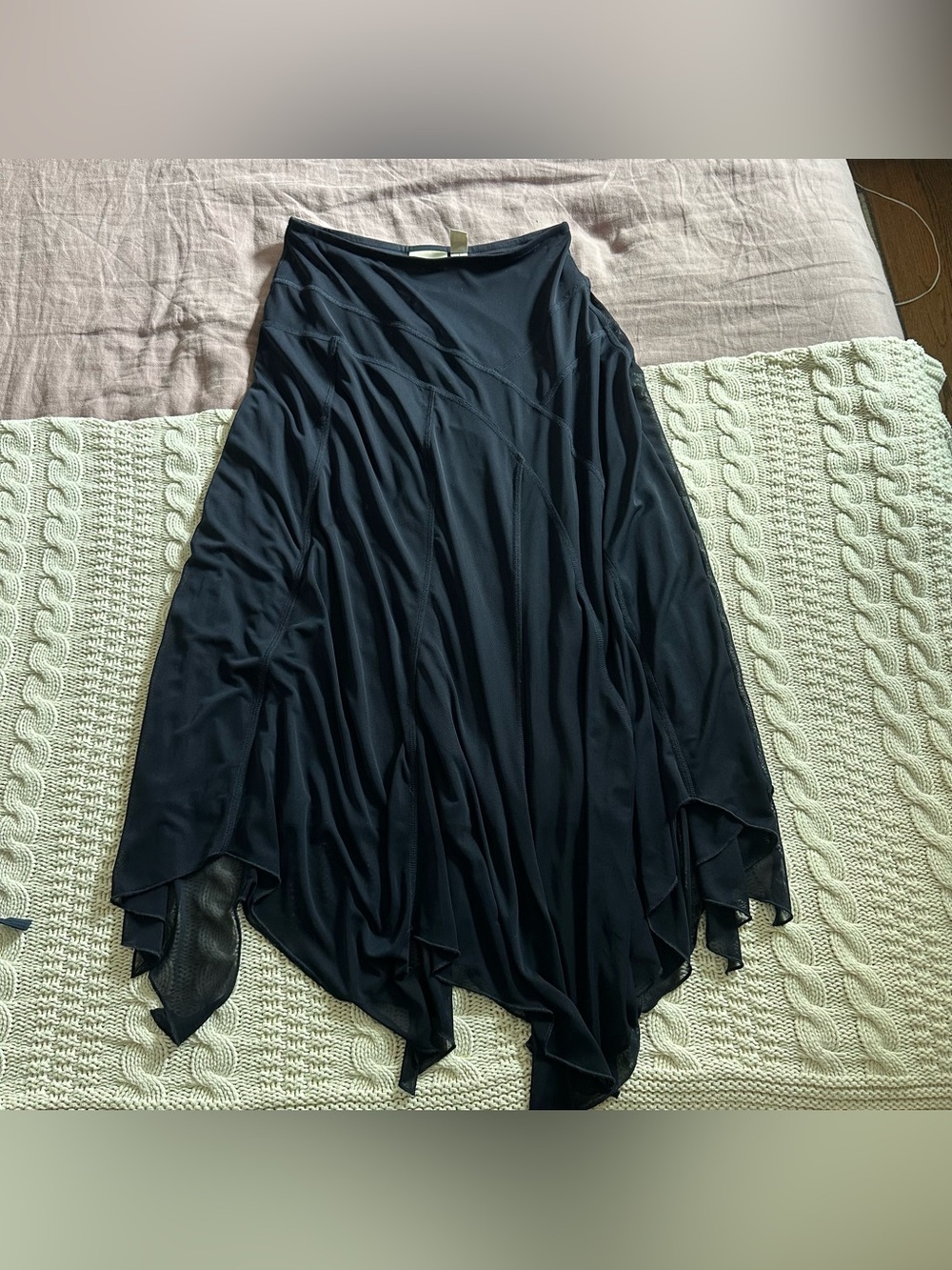 vintage chicos black asymmetrical maxi skirt